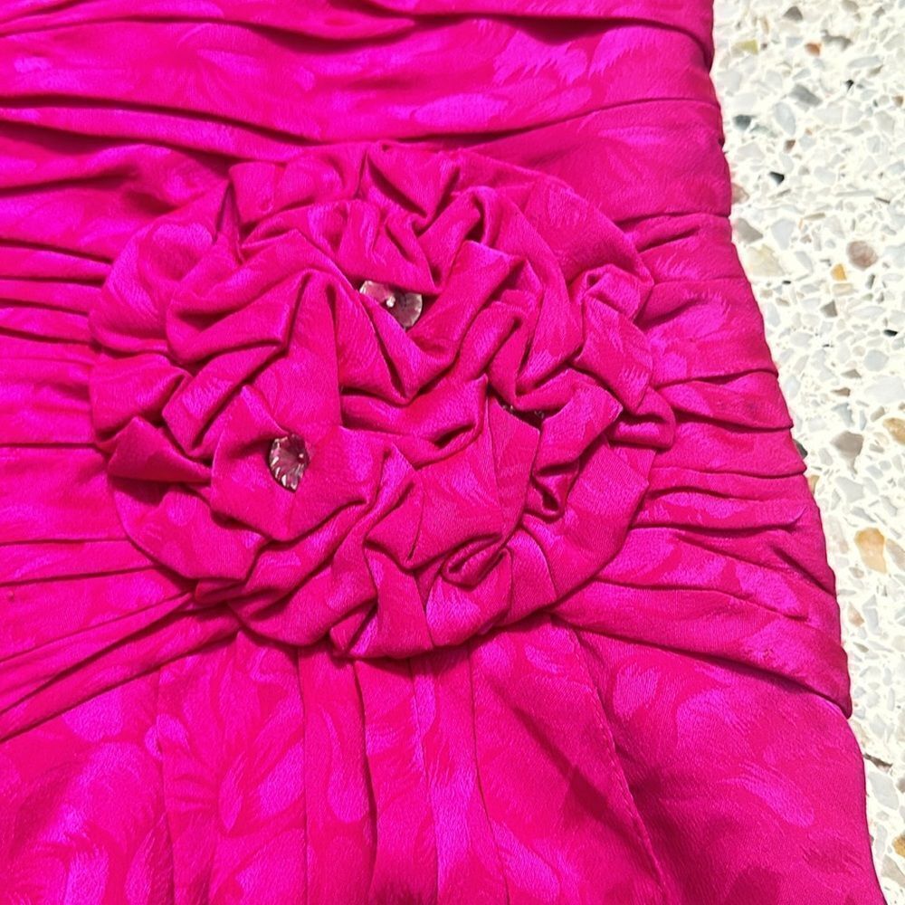 EUC vintage hot Barbie pink Lillie Rubin 100% silk cocktail dress 6 - Picture 9 of 9